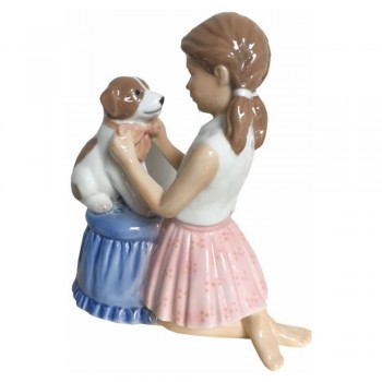 STATUINA BAMBINA CON CANE ROYAL COPENHAGEN