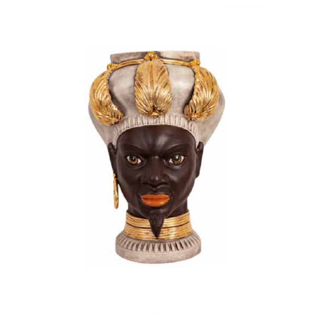 vaso testa di moro egiziano uomo s oro antico agarèn