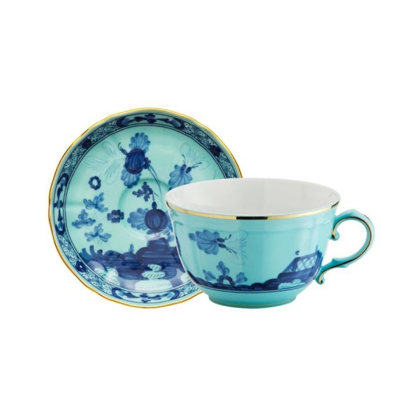 TAZZA TÈ CON PIATTINO ORIENTE ITALIANO IRIS