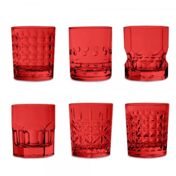 SET 6 BICCHIERI ACQUA ROSSO CRYSTAL TOUCH