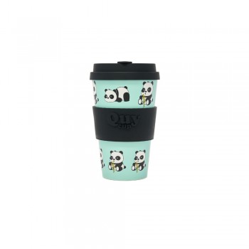 TAZZA 400 ML CON FASCIA E COPERCHIO SILICONE PANDA QUYCUP