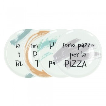 SET 4 PIATTI PIZZA FRASI ASSORTITE CINZIA ANDREA FONTEBASSO