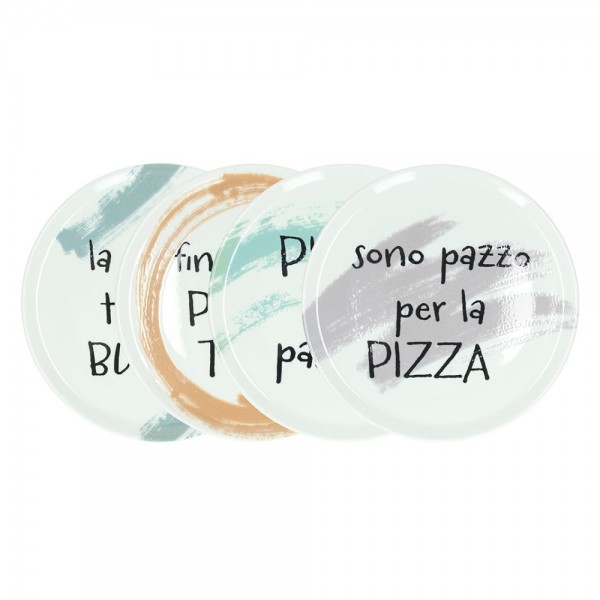 SET 4 PIATTI PIZZA FRASI ASSORTITE CINZIA