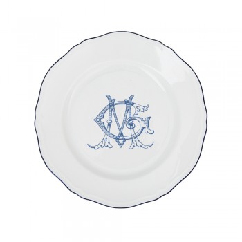 SET 4 PIATTI FONDI CORONA MONOGRAM BLU COBALTO GINORI 1735