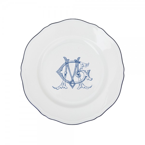 SET 4 PIATTI FONDI CORONA MONOGRAM BLU COBALTO