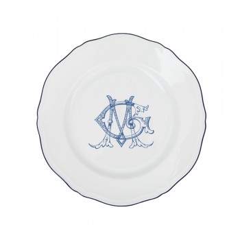 SET 4 PIATTI DESSERT CORONA MONOGRAM BLU COBALTO GINORI 1735