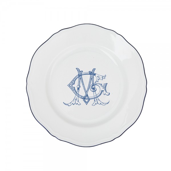 SET 4 PIATTI DESSERT CORONA MONOGRAM BLU COBALTO