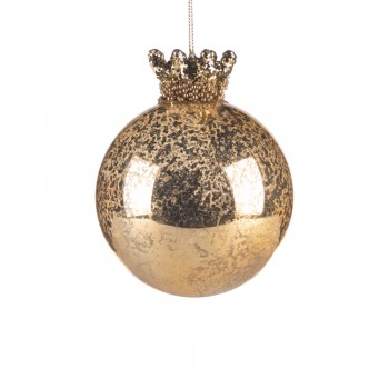 SFERA DI NATALE CROWN TOP DORATA 13 CM GOODWILL