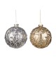 SFERA DI NATALE CON DECORO FOGLIA CHAMPAGNE O ORO