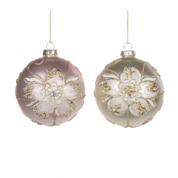 SFERA DI NATALE FIORE IN PIZZO CM 10 GOODWILL