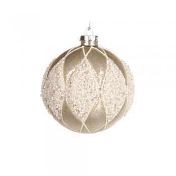 SFERA DI NATALE ROMBI CREMA E BIANCO CM 10 GOODWILL