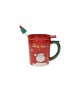 TAZZA MUG ROSSA CON TAPPO E CUCCHIAINO ALBERO