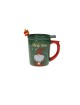 TAZZA MUG VERDE CON TAPPO E CUCCHIAINO REGALO