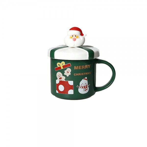 TAZZA MUG VERDE CON TAPPO E CUCCHIAINO BABBO