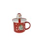 TAZZA MUG ROSSA CON TAPPO E CUCCHIAINO BABBO