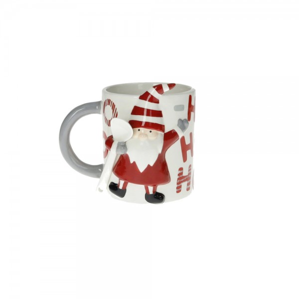 TAZZA MUG HO-HO-HO SANTA CLAUS CON CUCCHIAINO