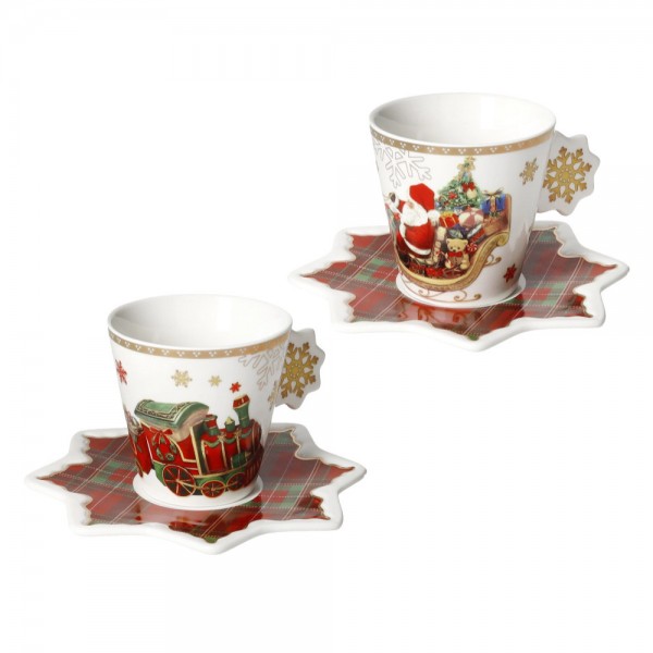 SET 2 TAZZE CON PIATTINO CHRISTMAS